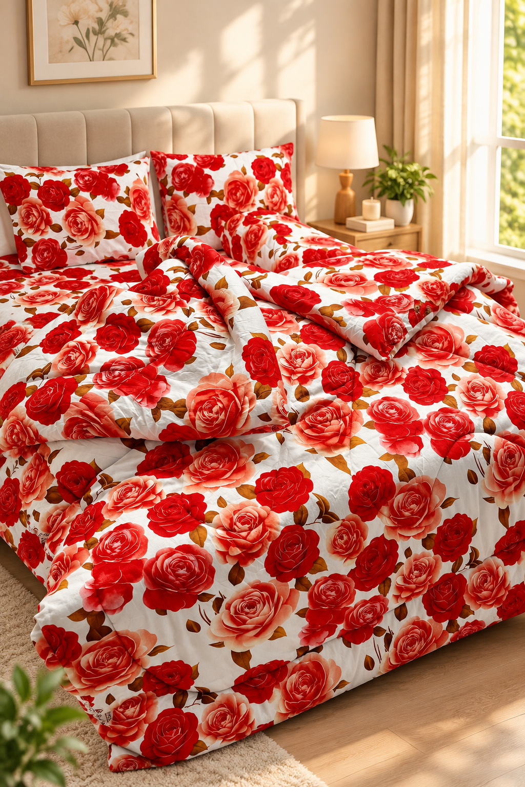 5 pis comforter red pata hazar golap