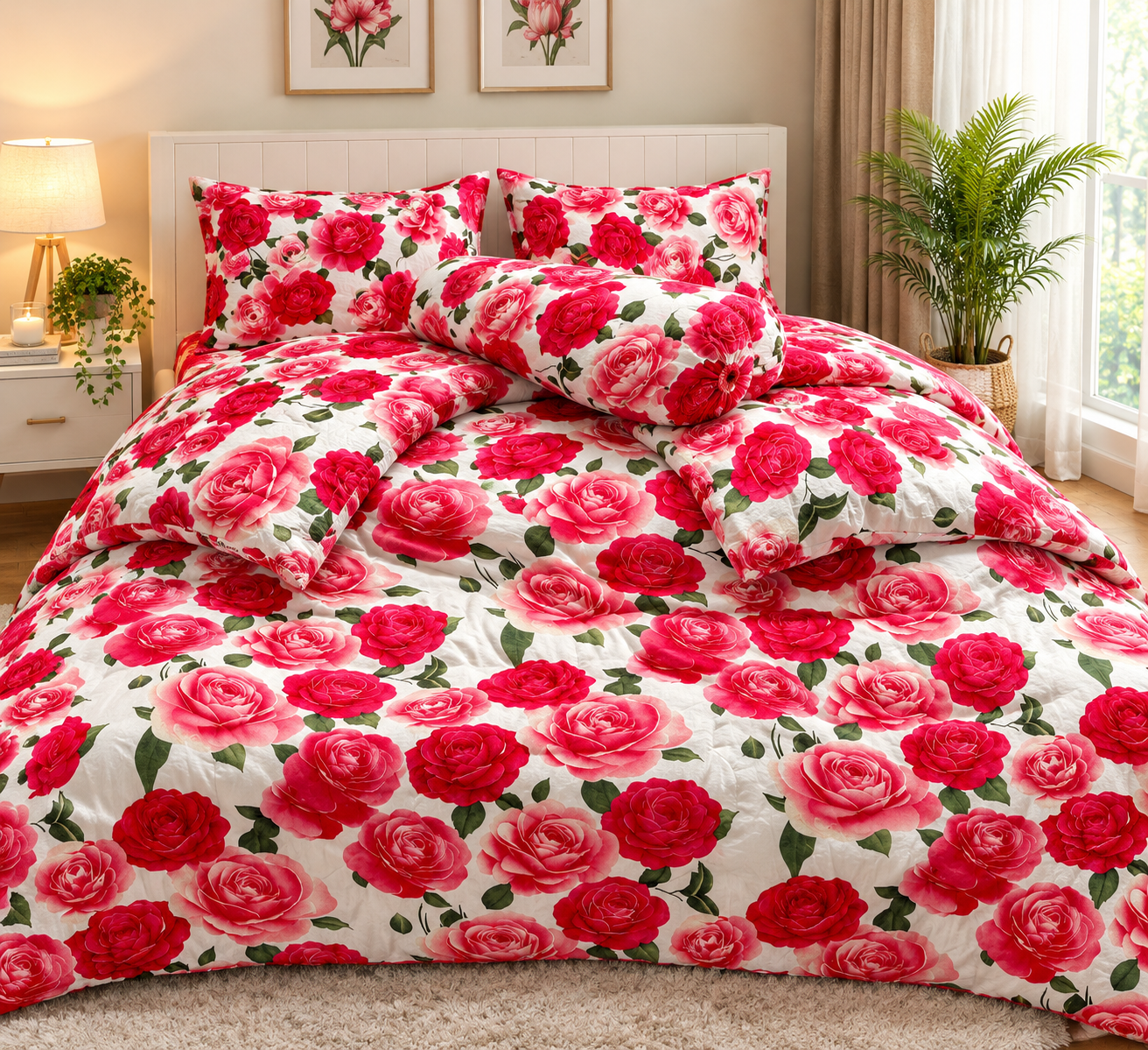 5 pis comforter green pata hazar golap