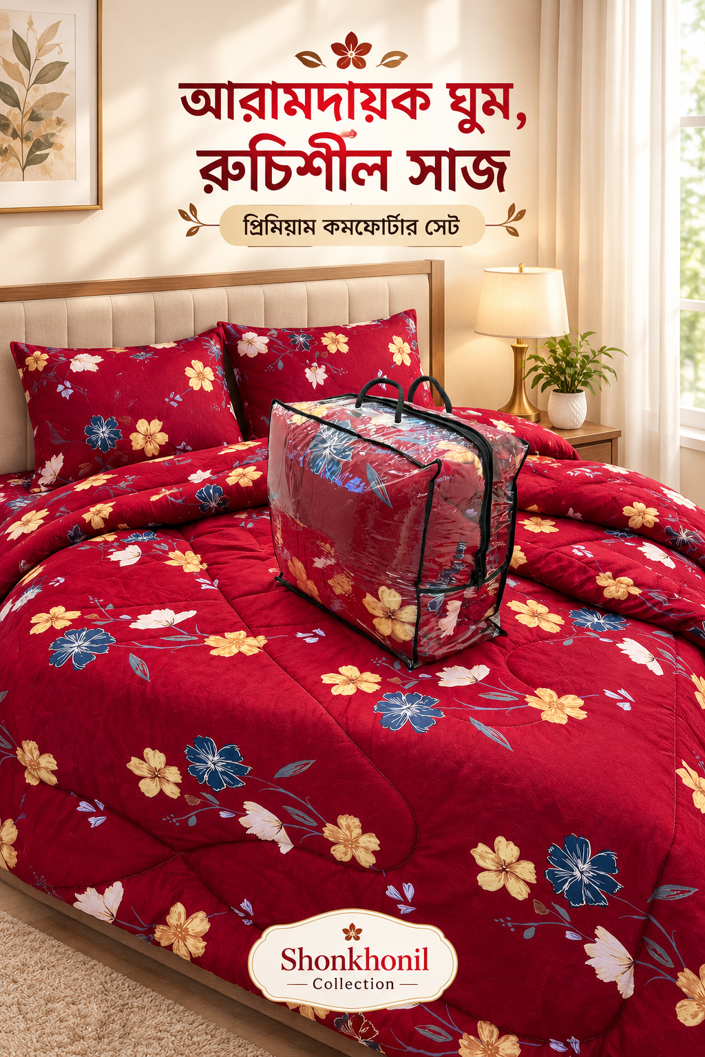 5 pis comforter merun bumble be