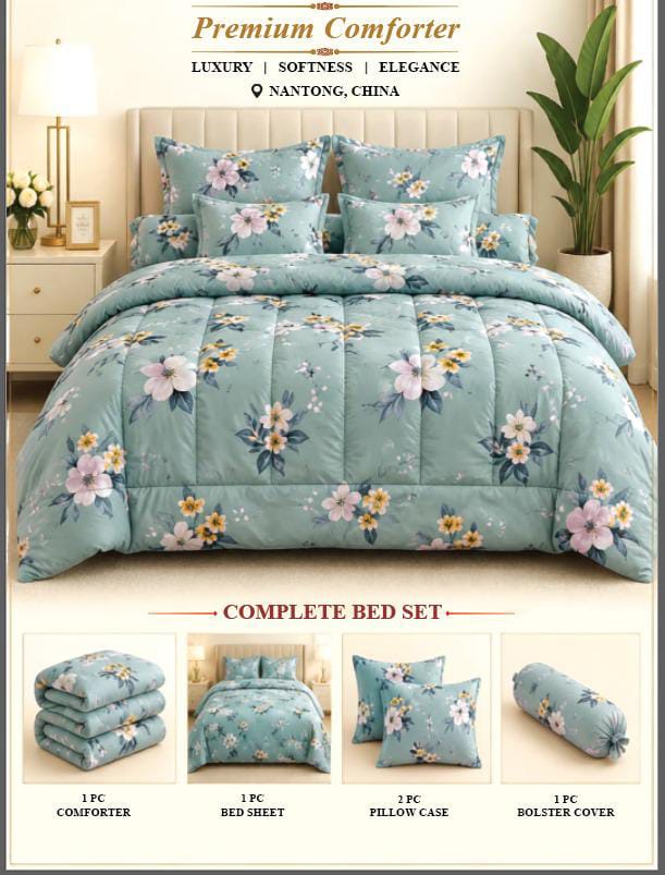 comforter 5pis  blue  panda